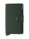 Miniwallet Matte Leather Men's Wallet Cards with RFID and Slide Mechanism Green / Black