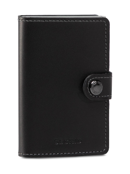 Miniwallet Original Δερμάτινο Ανδρικό Πορτοφόλι Καρτών με RFID και Μηχανισμό Slide Μαύρο