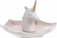Inart Decorative Space Unicorn made of Ceramic Material Pink/ White/ Gold 13x12x8cm 1pcs
