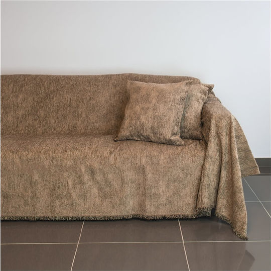 Fennel 21C01BR4 Brown Four-Seater Sofa Throw Chenille 180x350cm Brown