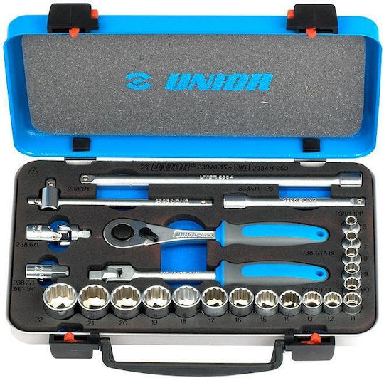 Unior 239A12P24 Set Ratchet 3\8" 24pcs 617117