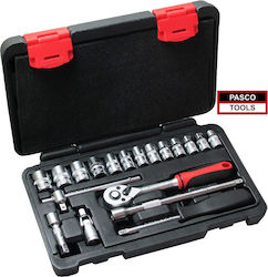 Pasco 001050 Ratchet and Socket Set 1/4" 19 Pieces Pasco 001050 Ratchet and Socket Set 1/4" 19 Pieces
