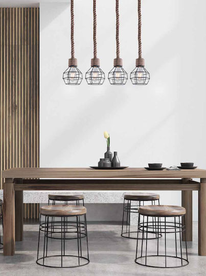 Home Lighting Reglabil Lustră Negru Calea ferată pentru 4 Becuri E27 85cm.