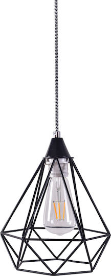 Home Lighting Mila Ceiling Light Black Grid with E27 Socket 17x17x150cm