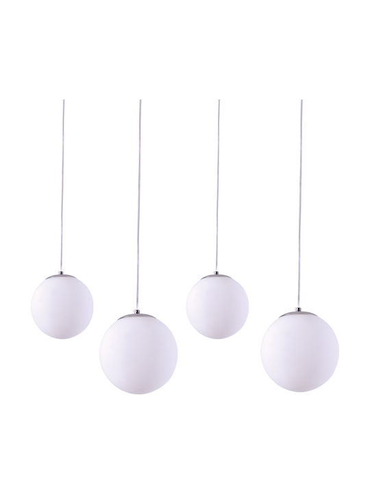 Home Lighting Μοντέρνο Κρεμαστό Φωτιστικό Πολύφωτο Ράγα για 4 Λαμπτήρες E27 σε Λευκό Χρώμα
