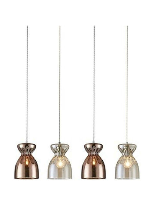 Home Lighting Pendant Suspension Rail for 4 Bulbs E27 Bronze