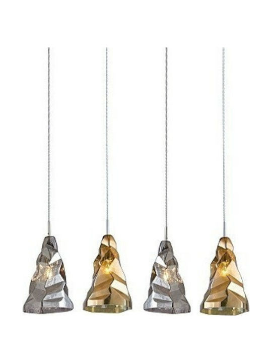 Home Lighting Pendant Light Multicolour Rail for 4 Bulbs E14, E.14 85cm