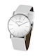 Jacques Lemans York Дамски Часовник 40mm Кварцов с Бяла Кожена Каишка