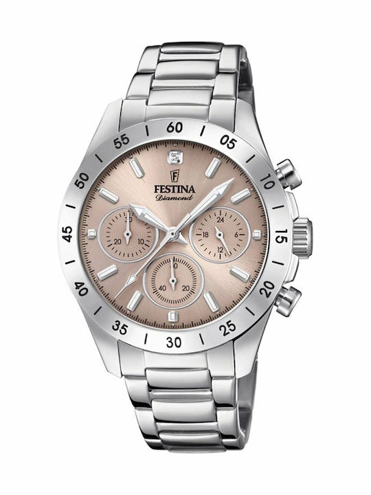 Festina Boyfriend Women's Watch Chronograph with Silver Metal Bracelet