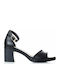 Ragazza Leder Damen Sandalen mit Chunky mittlerem Absatz in Schwarz Farbe