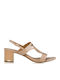 Envie Shoes Damen Sandalen aus Veloursleder mit Chunky mittlerem Absatz in Beige Farbe