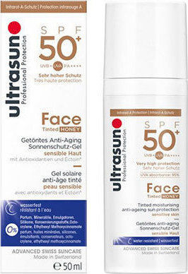Ultrasun Professional Protection Anti-age Tinted Honey Wasserdicht Sonnencreme Creme Gesicht SPF50 mit Farbe 50ml