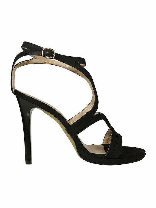 Envie Shoes Catifea Sandale dama in Culorea Negru