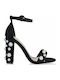 Envie Shoes Wildleder Damen Sandalen mit Chunky hohem Absatz in Schwarz Farbe