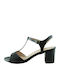 Ellen Women's Sandals Black with Chunky Medium Heel