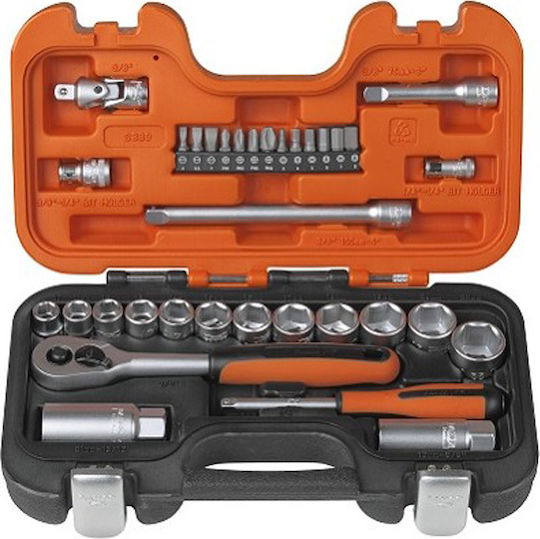 Bahco Set de chei tubulare și clichet 1\4" & 3\8" 33buc
