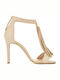 Sante Suede Women's Sandals Beige with Thin High Heel