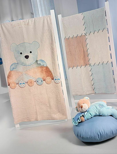 Saint Clair Decke Kinderbett Ultrasoft Patchwork Samt Beige 110x140cm