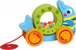 Tooky Toys Slide Toy Συρόμενο Δελφίνι made of Wood with Sounds for 12++ Months