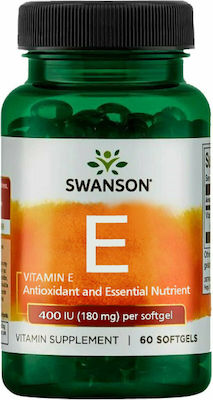 Swanson Vitamin E Βιταμίνη για Αντιοξειδωτικό 400iu 180mg 60 μαλακές κάψουλες