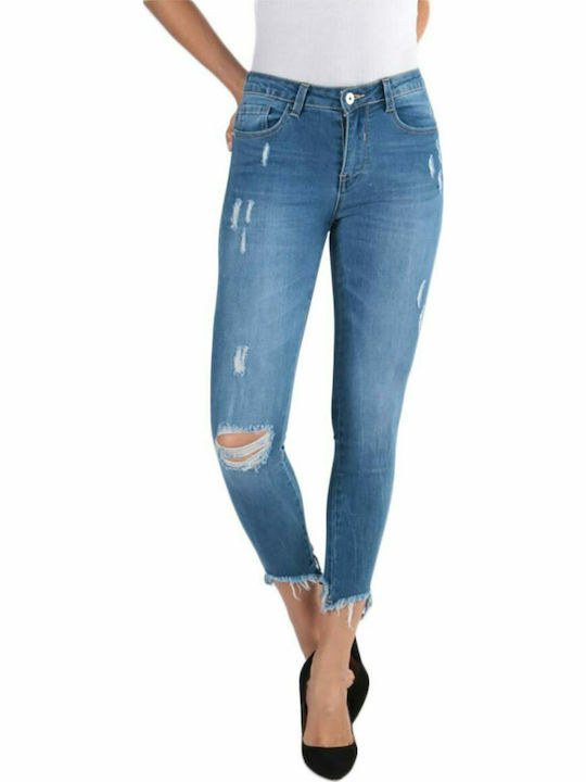 Blaue Rags Skinny Push-up Jeans mit Rissen Damen - 31680-h307