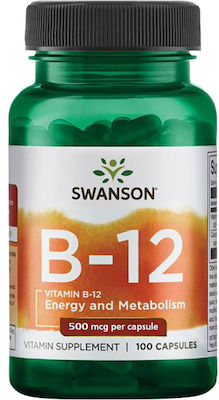 Swanson Vitamin B12 Витамин за здравето на нервната система 500mcg 100 капси