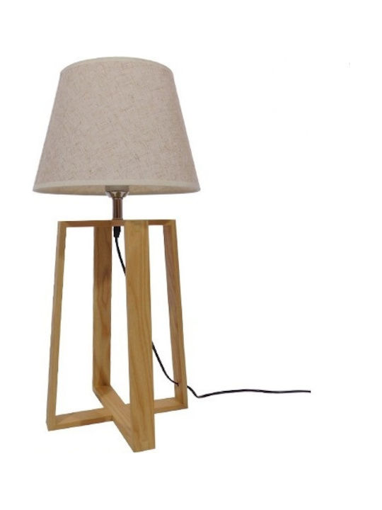 GloboStar Squid Wood Table Lamp for Socket E27 with Beige Shade and Base