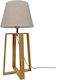 GloboStar Squid Wood Table Lamp for Socket E27 with Beige Shade and Base