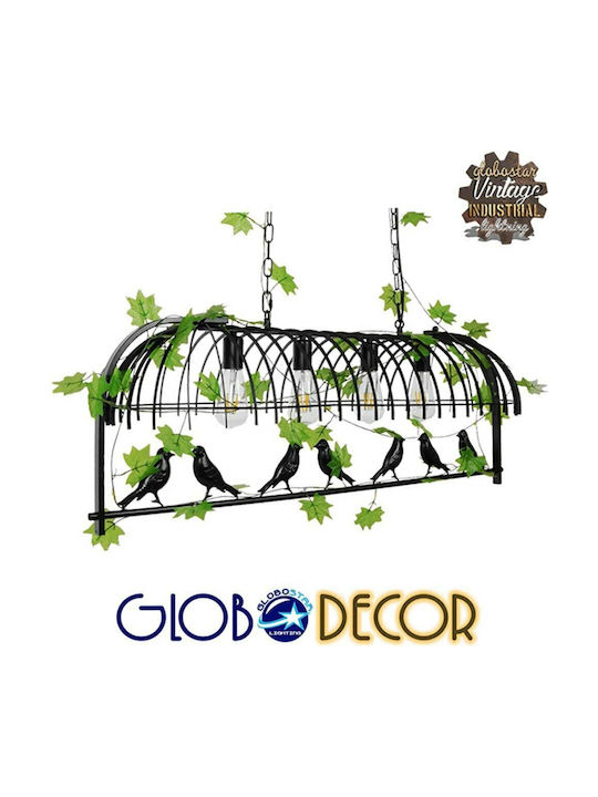 GloboStar Nest Black Vintage Κρεμαστό Φωτιστικό Πολύφωτο Πλέγμα σε Μαύρο Χρώμα