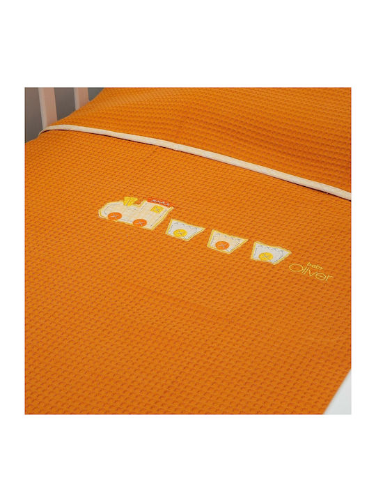Baby Oliver Baby Cot Blanket Waffle Orange 110x140cm