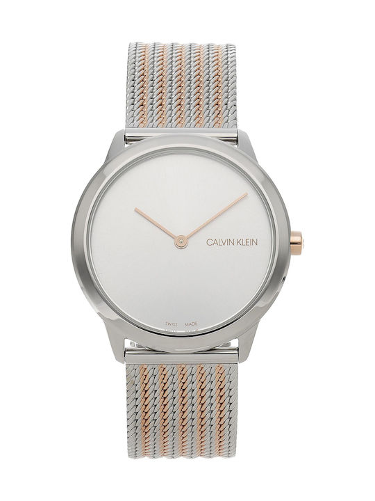 Calvin Klein Minimal Watch with Pink Gold Metal Bracelet