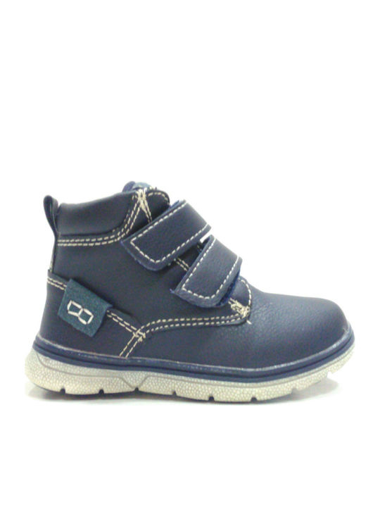 Vostok Anatomical Leather Kids Boots with Velcro Navy Blue