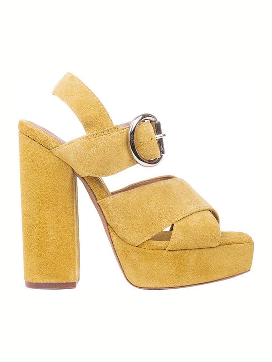 Elvina Suede Sandals Yellow