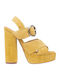 Jeffrey Campbell Platform Suede Women's Sandals Elvina Yellow with Chunky High Heel 0101001860