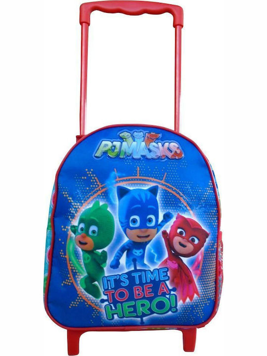 Paxos PJ Masks Σχολική Τσάντα Τρόλεϊ Νηπιαγωγείου σε Μπλε χρώμα