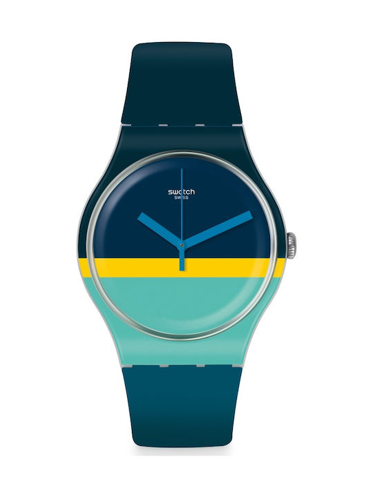 Swatch Ment' Heure Watch with Blue Rubber Strap