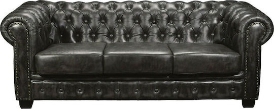 CHESTERFIELD Dreisitzer Sofa Echtes Leder Antique Gray 201x92x72cm