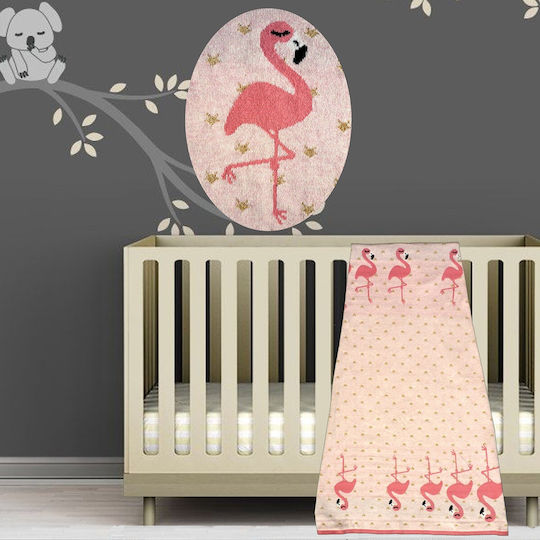 Morven Одеяло Детски пелени за пелени Flamingo 1850 100% памук Розов 80x100см.