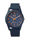 Q&Q Watch Battery with Blue Rubber Strap
