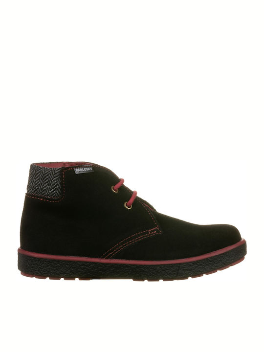 Suede Kinderstiefeletten mit Schnürsenkeln Schwarz