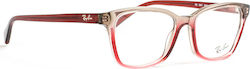 Ray Ban Women's Acetate Prescription Eyeglass Frames Red 5362 5835