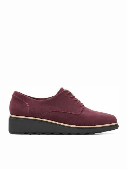 Clarks Sharon Noel Women's Leather Oxford Shoes Burgundy 26136363