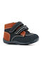 Lederne Kinderstiefeletten mit Klettverschluss Marineblau