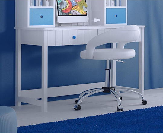 Zakynthos 1 Kinderschreibtisch aus Massivholz Weiß 120x60cm