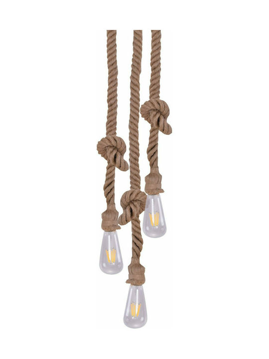 Home Lighting Maya Hängende Deckenleuchte Federung mit Seil für Fassung E27 Braun
