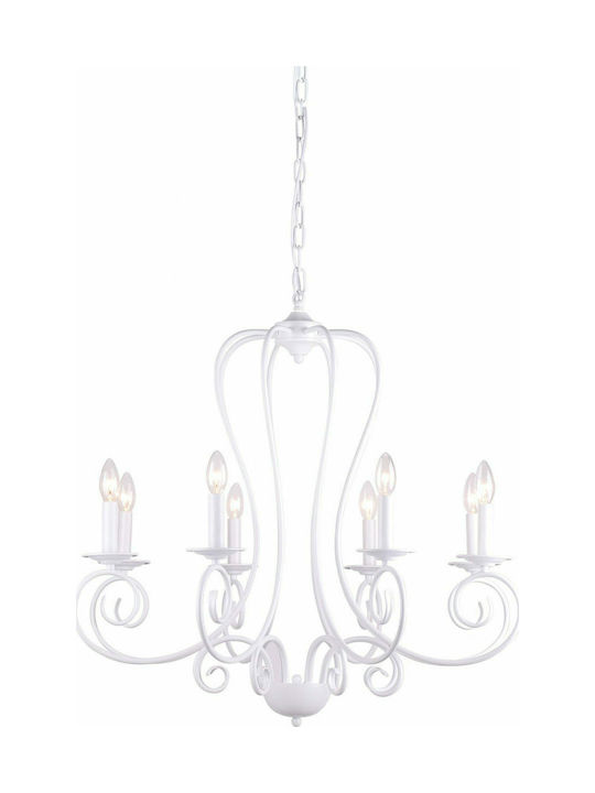 Home Lighting Chandelier Candlestick 8xE14 White 78cm 77-3659