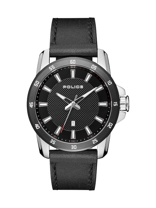 Police Tromso Watch Battery with Black Leather Strap