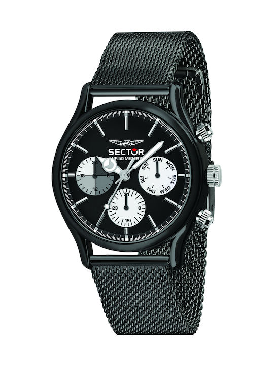 Sector Watch Chronograph Battery with Black Metal Bracelet R3253517003