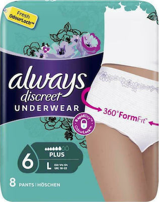 Always Discreet Plus Incontinence Underwear Large 8pcs