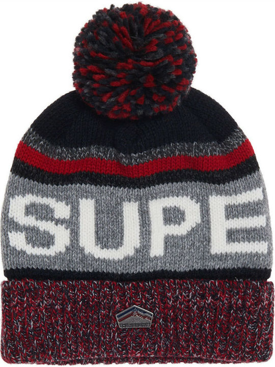 Superdry Super Logo Knitted Beanie Cap Burgundy